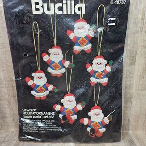Bucilla Jeweled Holiday Ornaments Super Santa Felt Kit Christmas NEW 48787